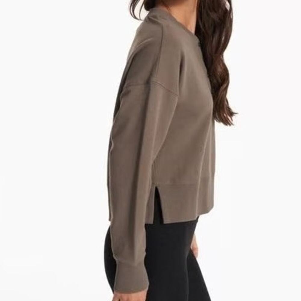 Vuori Laguna Henley in Cocoa Heather Long Sleeve Organic Cotton Sweater Women XS - Picture 5 of 16